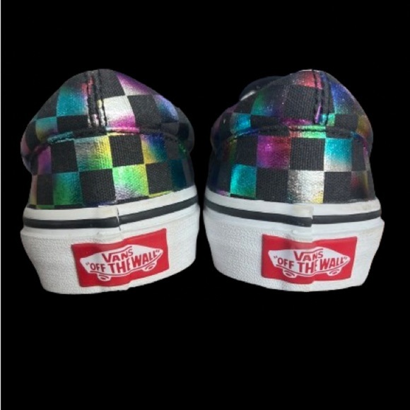 NWT, Vans iridescent black check kids slip on (youth size 1.5) - Picture 4 of 5